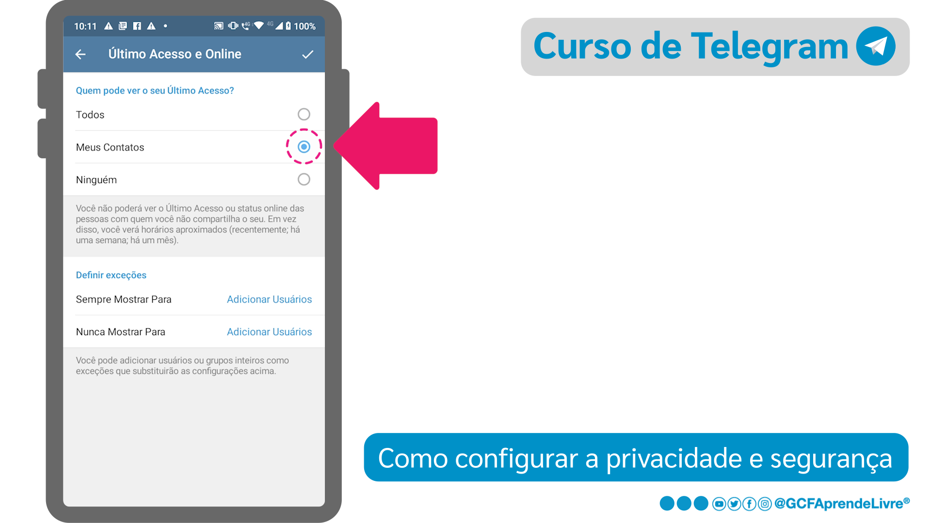 Como definir quem pode ver seu último acesso no Telegram - passo 3